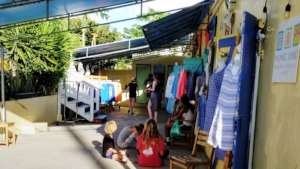 After School Hangout under Store Awning