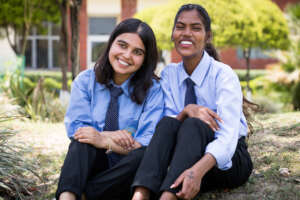 Sonia and Sabby on campus