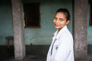 Lisa in her nursing uniform