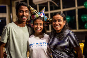 Malika in the  middle with Indro and Jyotika