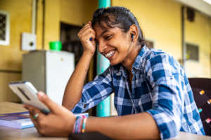 Coreena trying to pay attention in class.