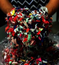 The toys are made from textile waste