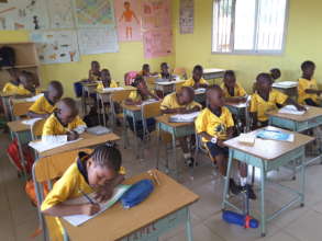 Students working hard on exams