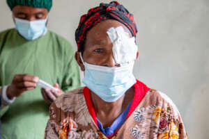 Gamere just after her sight saving surgery