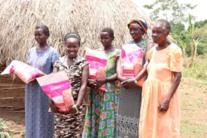 Beneficiaries after receiving seeds for planting..