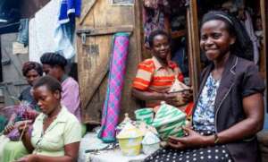 Beneficiaries showing their work from the project