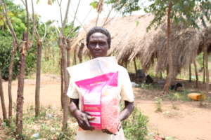 Woman after receiving seedlings