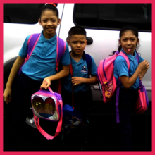 Kids with new school supplies and uniform's