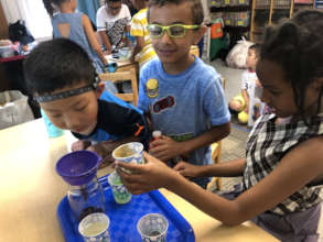 Working together on science experiments.