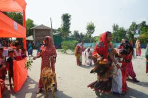 Moving the old women in cyclone shelter