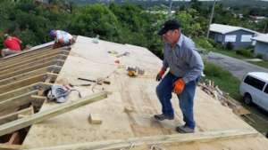 Sheathing in progress