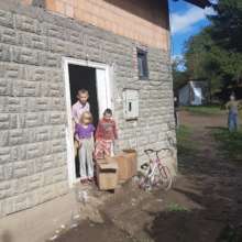 Food packages arriving at the homes in Bosnia.