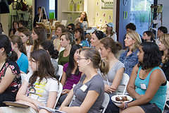 Teens listening to a presentation