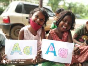 children learning alphabets