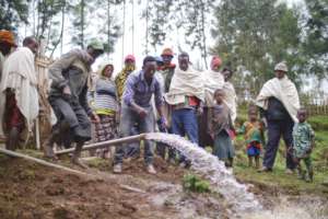 Testing the overflow pipe for irrigation