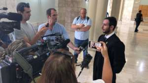 Adalah Attorney Fady Khoury speaking to media