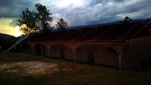 View of classroom block building without roof