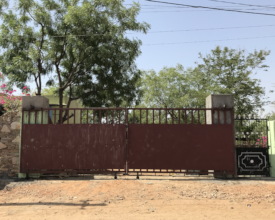 The new gates viewed from the road