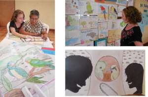 Revewing drawings  animals in danger of extinction