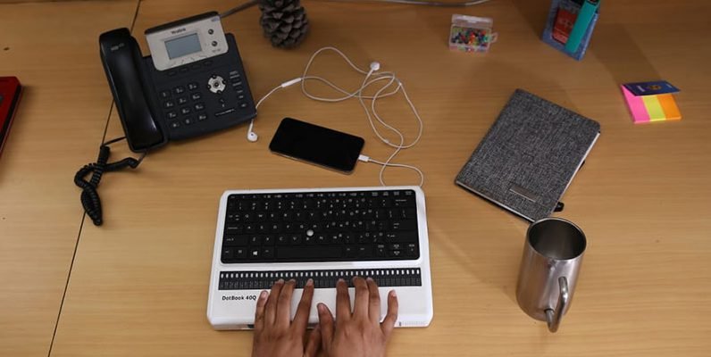 Help blind children use computer with braille