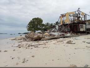 Destroyed Mantanani Homestay and eroded coastline