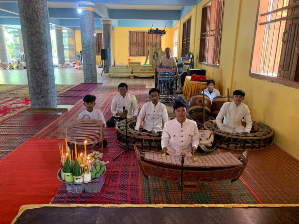 Phimly performs Khmer traditional music at the vil