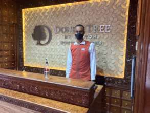 Nabil greeting guests at the Doubletree