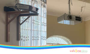 Our newly mounted classroom projectors
