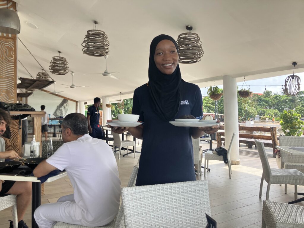 VTA Student interning at a Stone Town restaurant