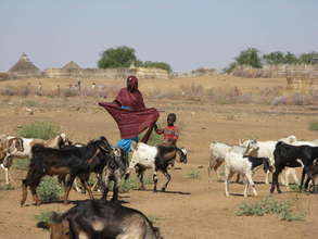 Beneficiaries care for their Goats