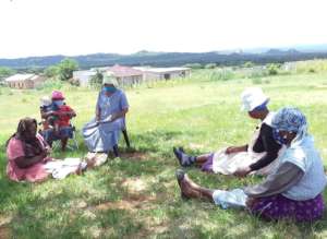Members of the group practise social distancing