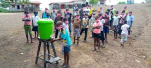 Handwashing on the first day of school at Maronka