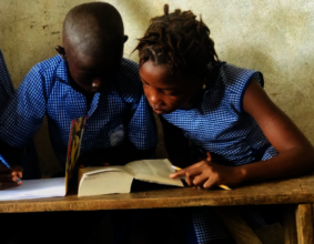 Students in partner schools using dictionaries