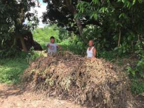 At Bijay's nicely brewing compost heap. Well done!