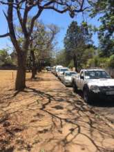 Bus in the Diesel que shortages prevailing