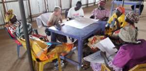Trauma healing session with women in the camp