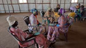 Refugee women during their monthly meeting