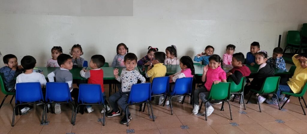 Some of our girls and boys getting ready for lunch