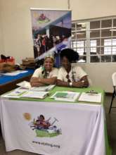 Dee & Christina distributing recovery information