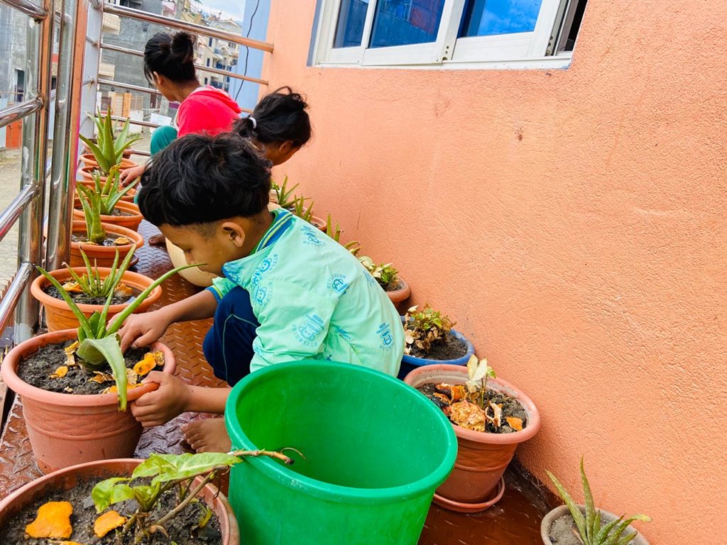 children learning skill during lockdown in shelter