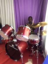 One of our boys in 5th grade playing drum set