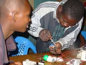 Students carrying out a practical in electricals.