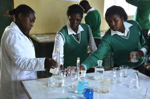 Mahiga Girls in Class at the Chemistry Lab