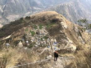 Looking down at the nearest village in Tatopani