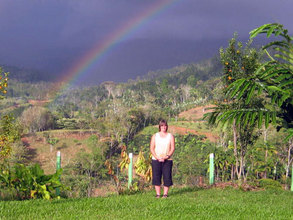Cindy in front of the rainbow