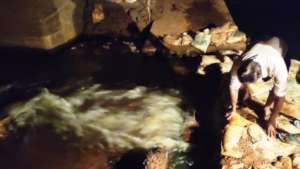 Draining off water from Paddy Fields