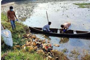 Accumulated plastic waste collecting