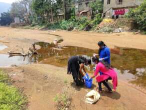 Sample collection at Koottikkal & dried-up river