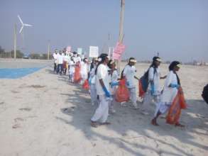 Beach cleaning drive by school children