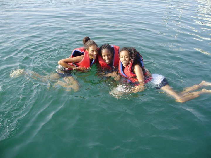Ness Tziona Star Program participants in the water